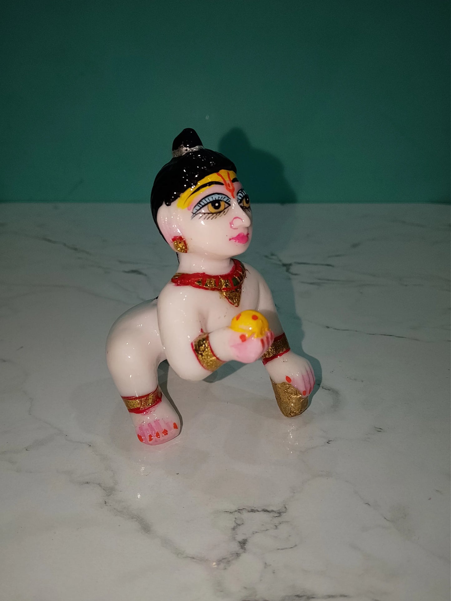 Laddu Gopal 4 Inch White Marble Murti
