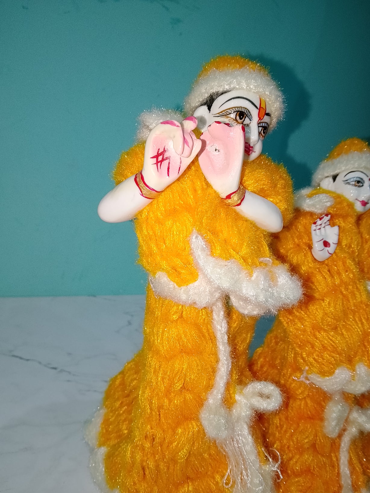 9 Inch Radha Krishna Woolen Dress (Orange)