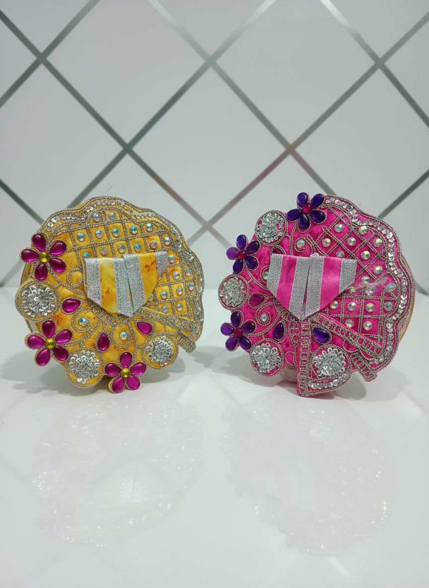 Collage of golden and pink embellished clutches