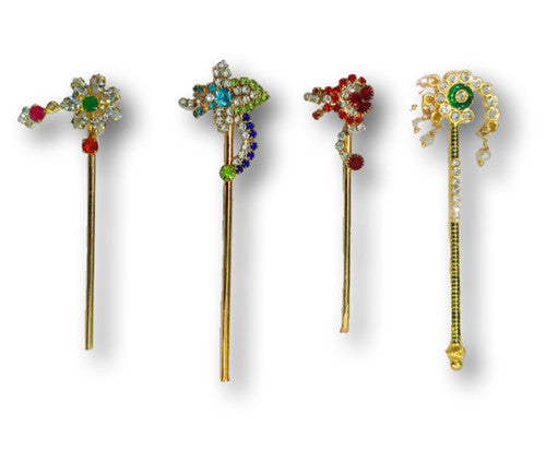Set of 4 Colorful Miniature Bansuri Flutes for Laddu Gopal Deity Worship
