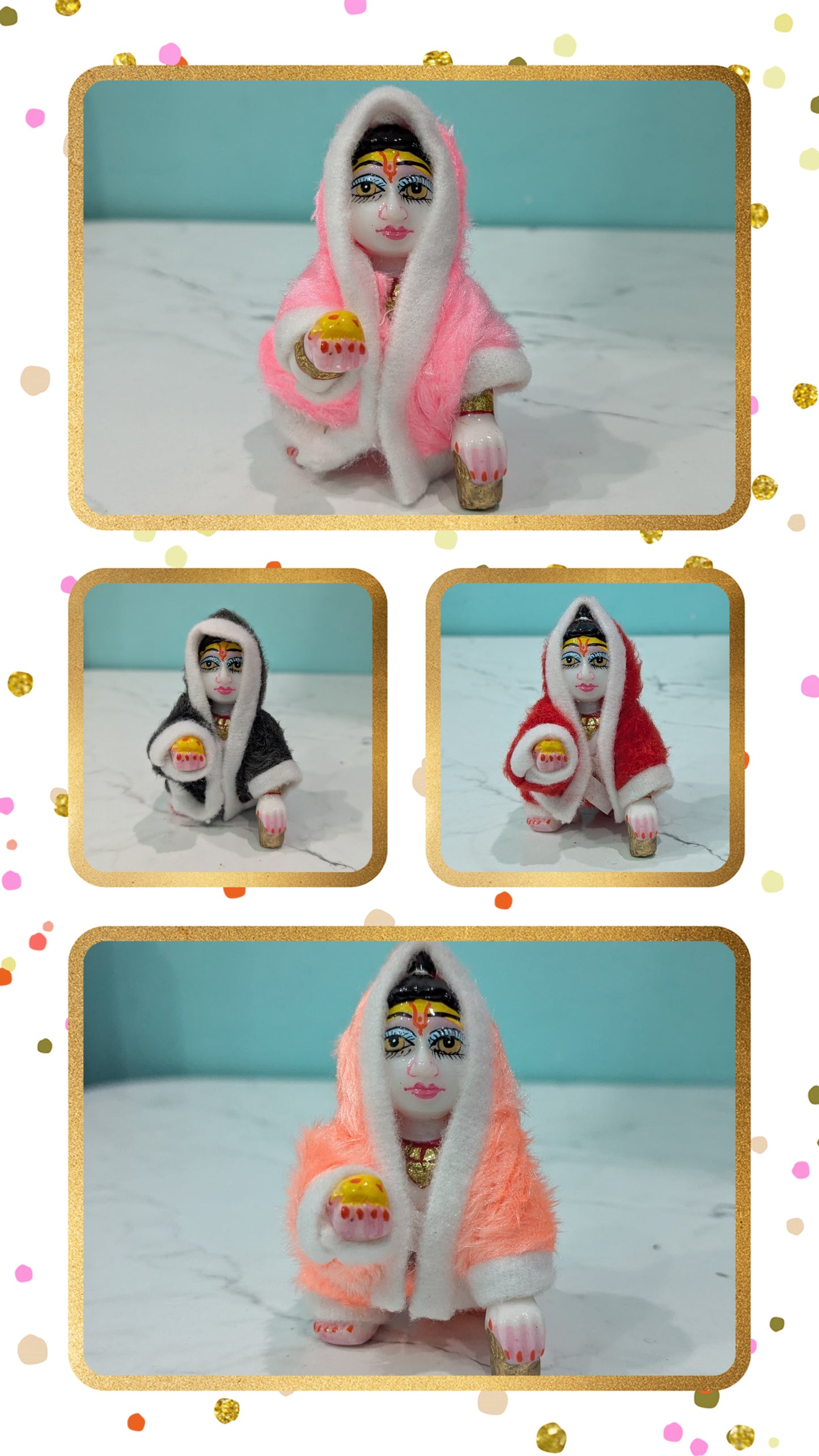 Laddu Gopal Winter Night Dress Size 2-3 ( Pack of 4 )