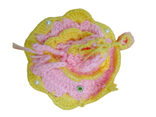 Laddu Gopal Woolen Dress Colour Yellow & Pink Size 1
