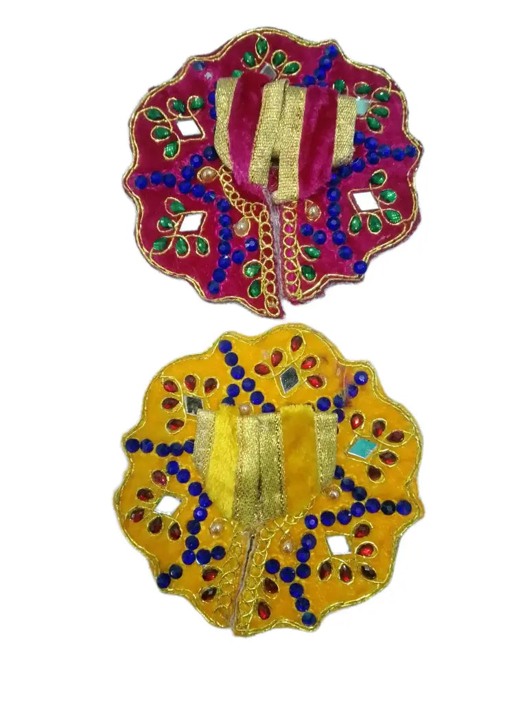 Laddu Gopal Velvet Dress for  0 Number Laddu Gopal Colour Red & Yellow