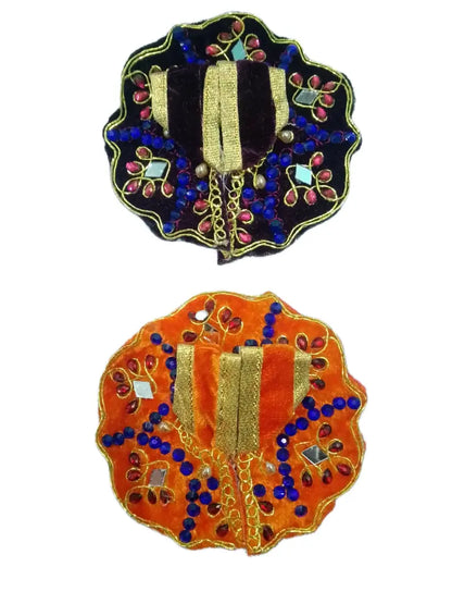 Laddu Gopal Velvet Dress for  0 Number Laddu Gopal Colour Dark Brown & Orange