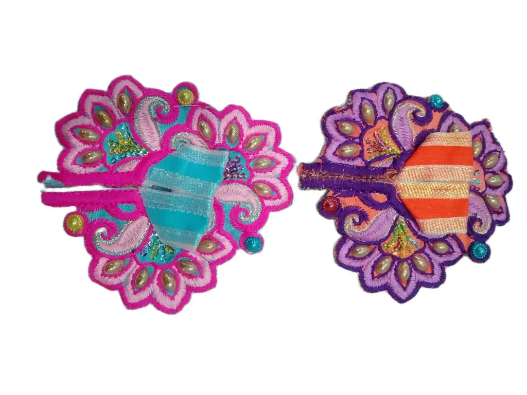 Laddu Gopal Dress Size 0 Flower Design Colour Pink & Violet