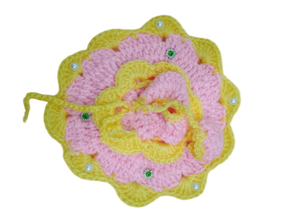 Laddu Gopal Woolen Dress Colour Yellow & Pink Size 3