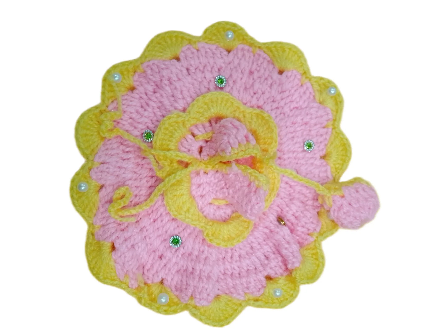 Laddu Gopal Woolen Dress Colour Yellow & Pink Size 4