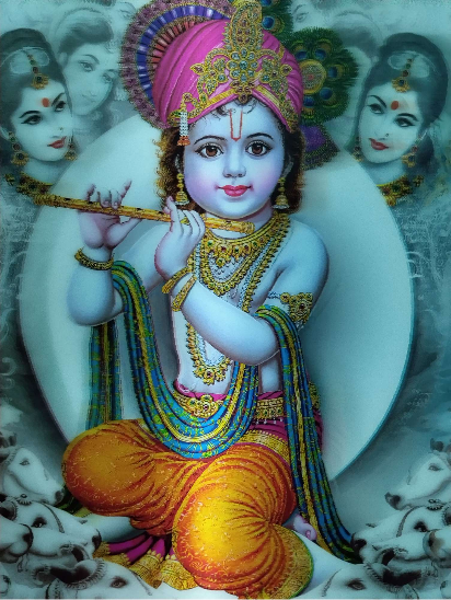 Set of 4 Colorful Miniature Bansuri Flutes for Laddu Gopal Deity Worship