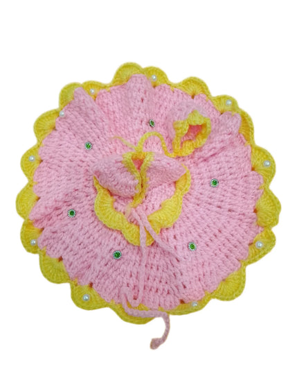 Laddu Gopal Woolen Dress Colour Yellow & Pink Size 6
