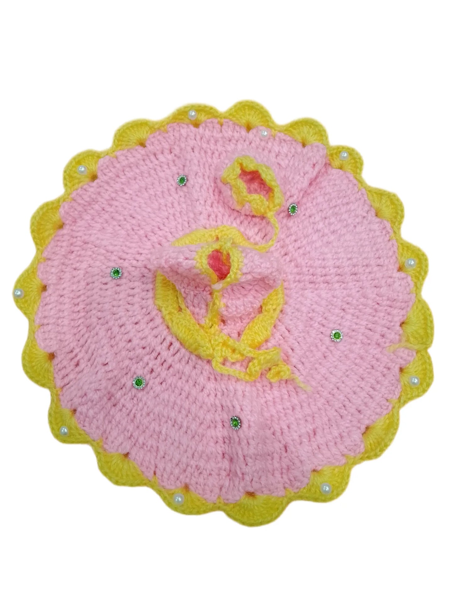 Laddu Gopal Woolen Dress Colour Yellow & Pink Size 7