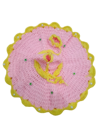 Laddu Gopal Woolen Dress Colour Yellow & Pink Size 7
