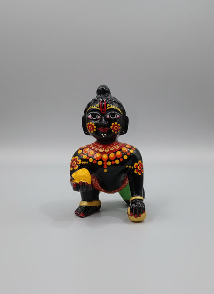 Laddu Gopal 6 Number Marble Murti Black