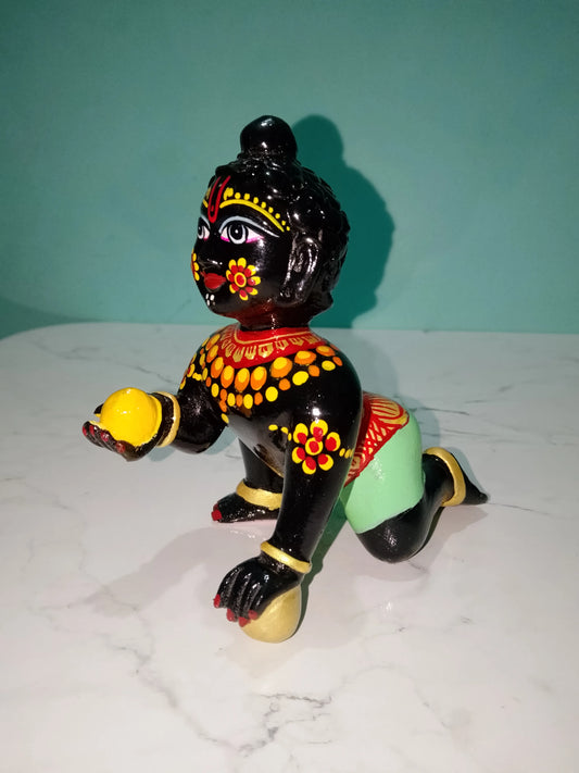 Laddu Gopal 6 Number Marble Murti Black