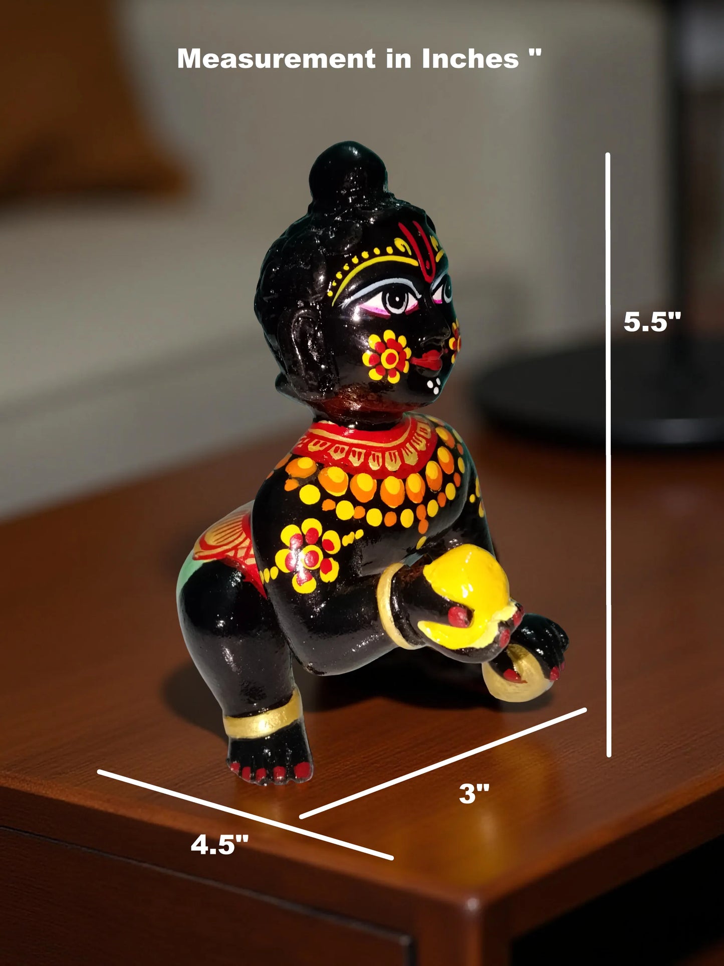 Laddu Gopal 6 Number Marble Murti Black