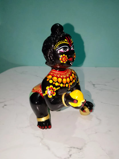 Laddu Gopal 6 Number Marble Murti Black