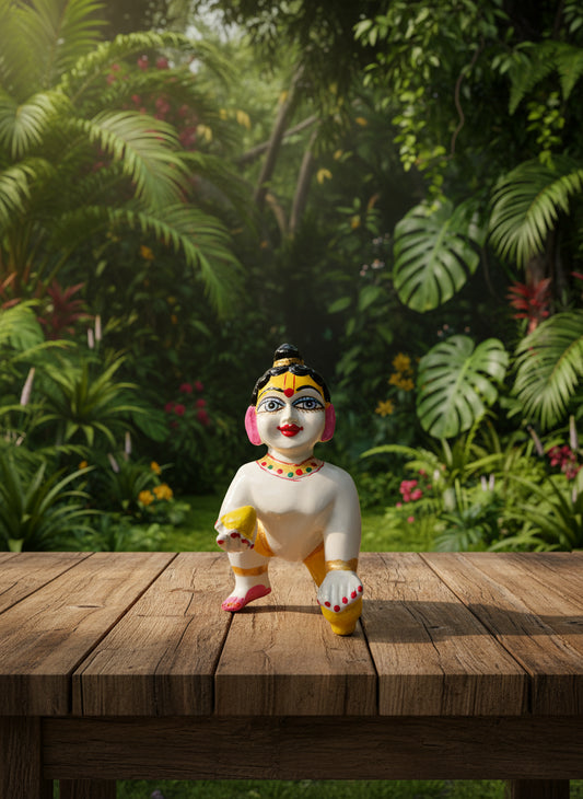 Laddu Gopal 6 Inch Marble Murti White