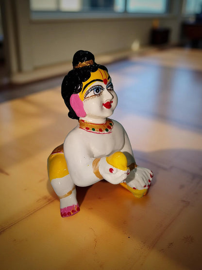 Laddu Gopal 6 Inch Marble Murti White