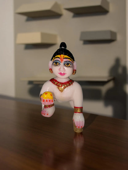 Laddu Gopal 4 Inch White Marble Murti
