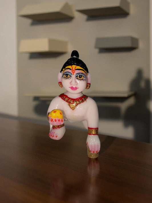 Laddu Gopal 4 Inch White Marble Murti