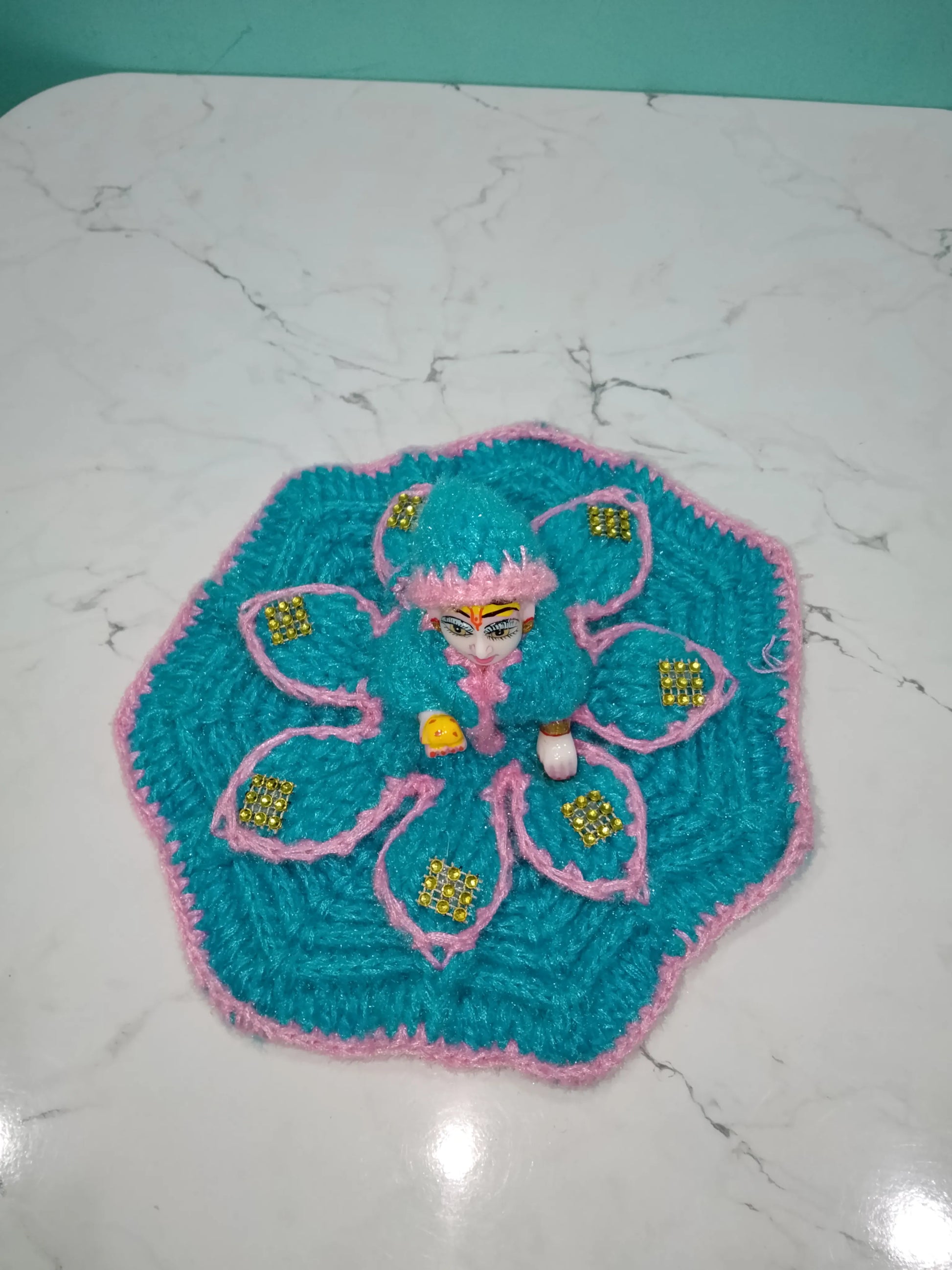 Laddu Gopal 4 Number Woolen Dress Blue