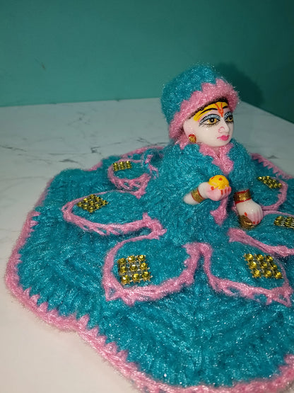 Laddu Gopal 4 Number Woolen Dress Blue