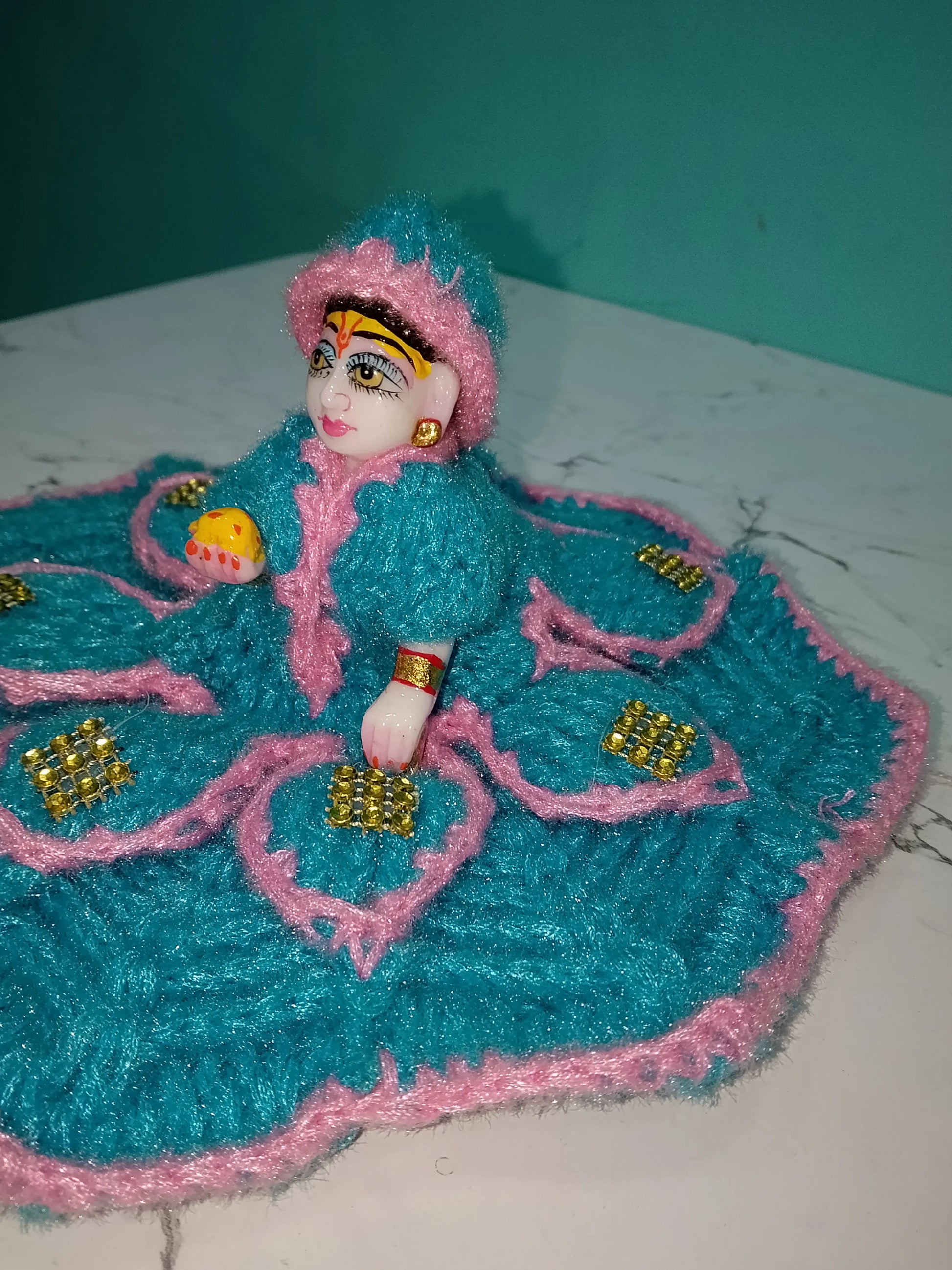 Laddu Gopal 4 Number Woolen Dress Blue