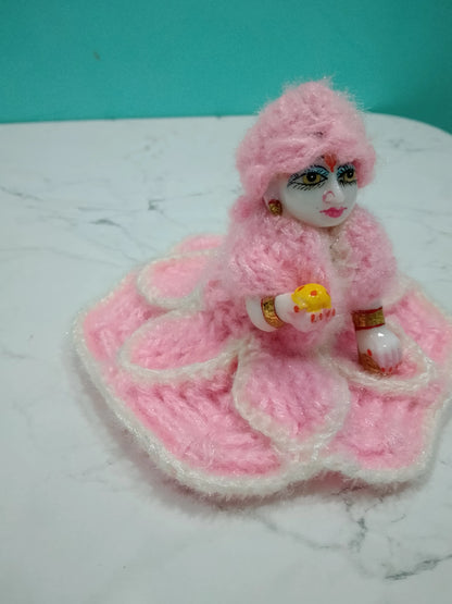 Laddu Gopal 2 Number Woolen Dress Pink