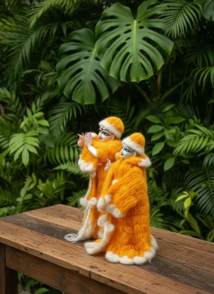 9 Inch Radha Krishna Woolen Dress (Orange)