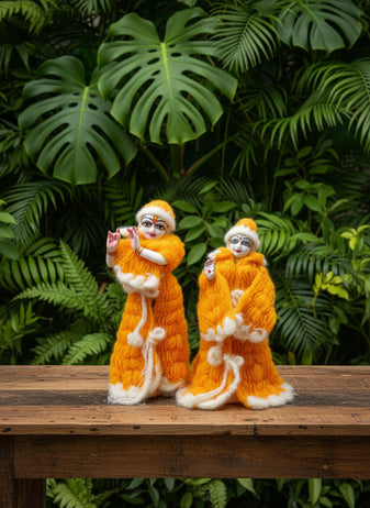 9 Inch Radha Krishna Woolen Dress (Orange)