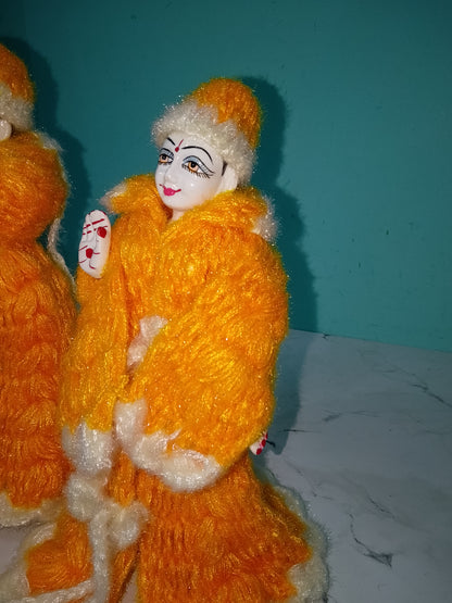 9 Inch Radha Krishna Woolen Dress (Orange)