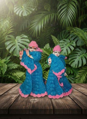 9 Inch Radha Krishna Woolen Dress (Blue)