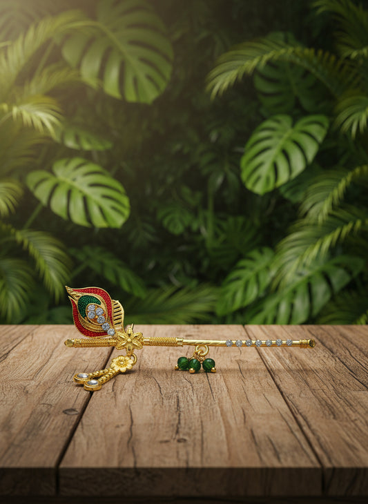 Bansuri for Thakur Ji Size 0-3 Number Laddu Gopal (Bansuri Size 4 Inch)