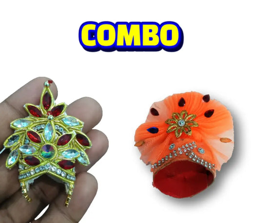 Pagdi and Mukut Combo for 2 Number Laddu Gopal