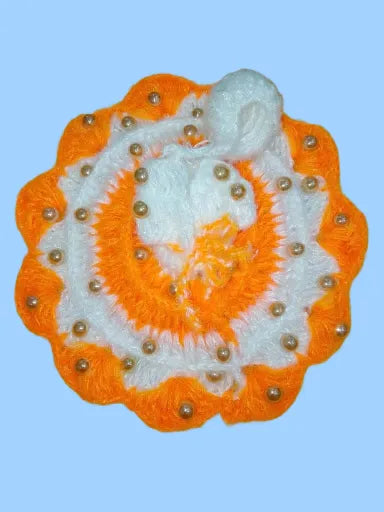 Laddu Gopal Dress Size 4 Number White & Orange