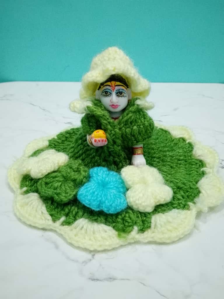 Laddu Gopal Dress Size 4 Number White & Green