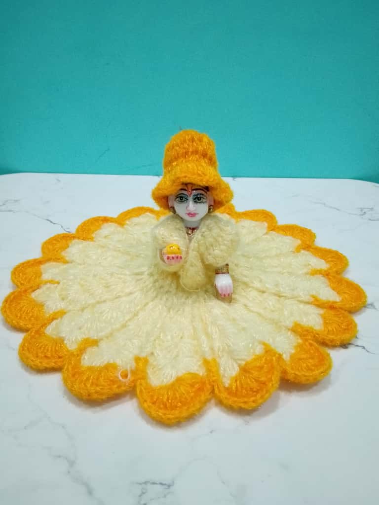 Laddu Gopal Dress Size 4 Number White & yellow
