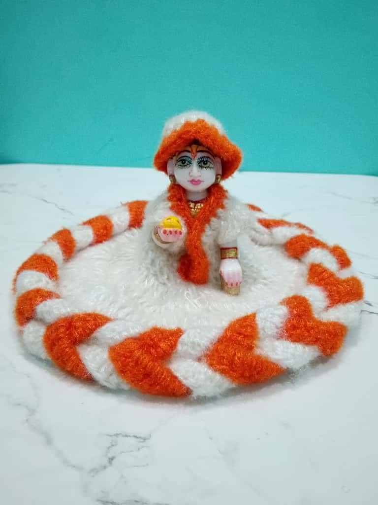 Laddu Gopal Dress Size 4 Number Orange & white