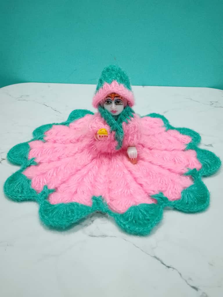 Laddu Gopal Dress Size 4 Number Pink & Dark Green