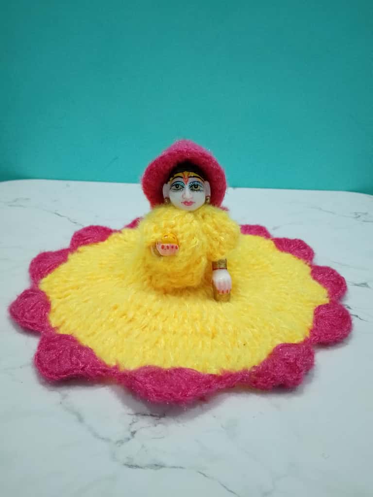 Laddu Gopal Dress Size 4 Number Pink & Yellow