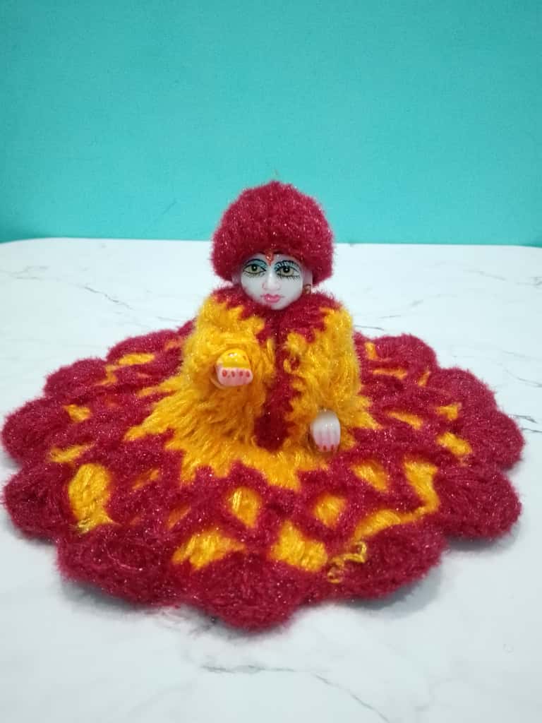 Laddu Gopal Dress Size 4 Number Red & Orange