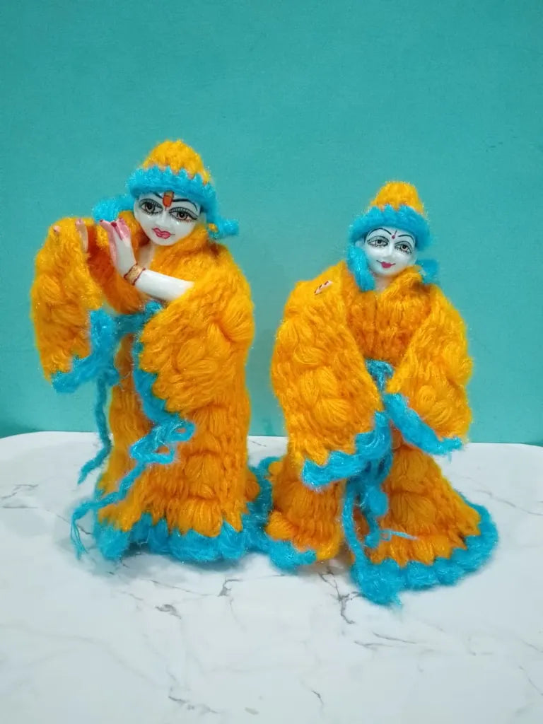 9 Inch Radha Krishna Winter Woolen Dress