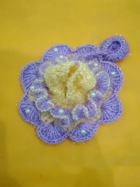 Laddu Gopal Woolen Dress Size 2 in Violet and Yellow Colour