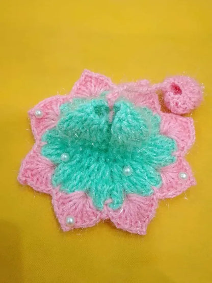 Laddu Gopal Woolen Dress Size 2 in Pink & Sky Blue Colour