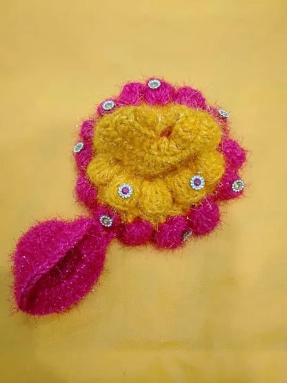 Laddu Gopal Woolen Dress Size 2 in Pink and Yellow Colour