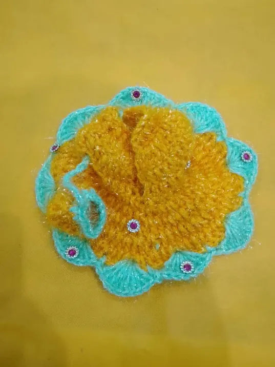 Laddu Gopal Woolen Dress Size 2 in Sky Blue & Yellow Colour