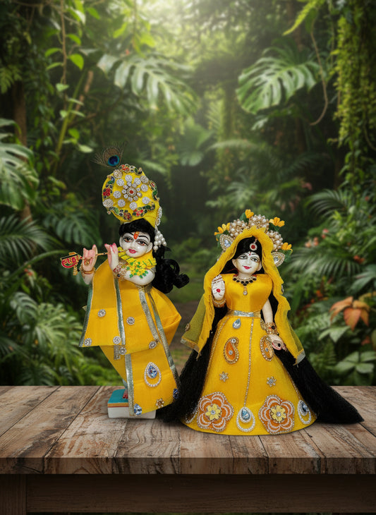 9 Inch Radha Krishna Dress (Yellow)