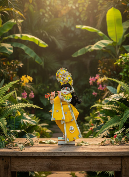 9 Inch Radha Krishna Dress (Yellow)