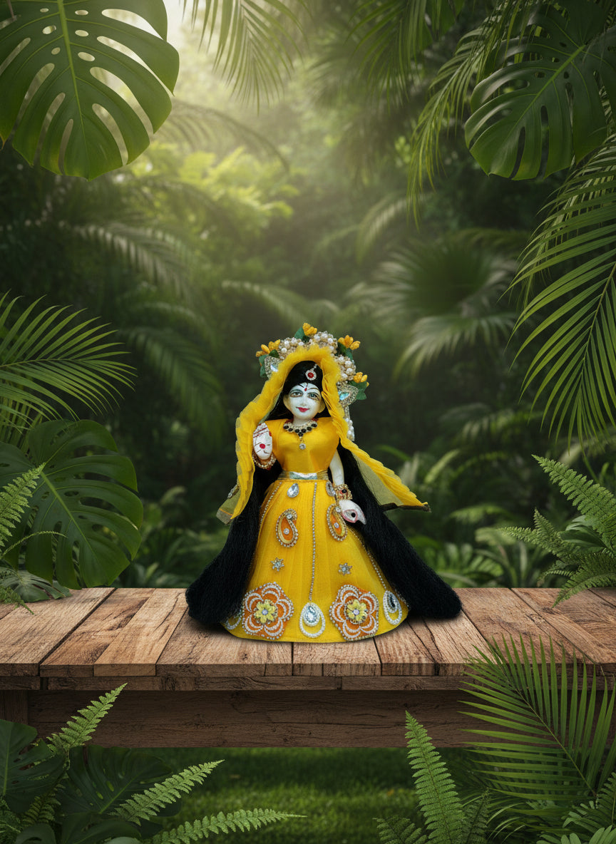 9 Inch Radha Krishna Dress (Yellow)