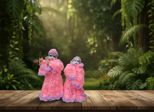 9 Inch Radha Krishna Woolen Dress (Pink Violet Mix)