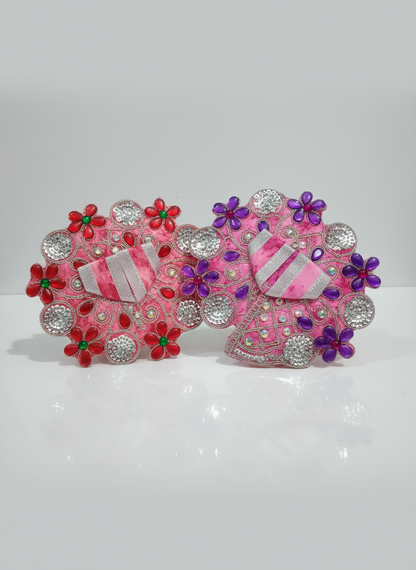 Collage of pink embellished clutches